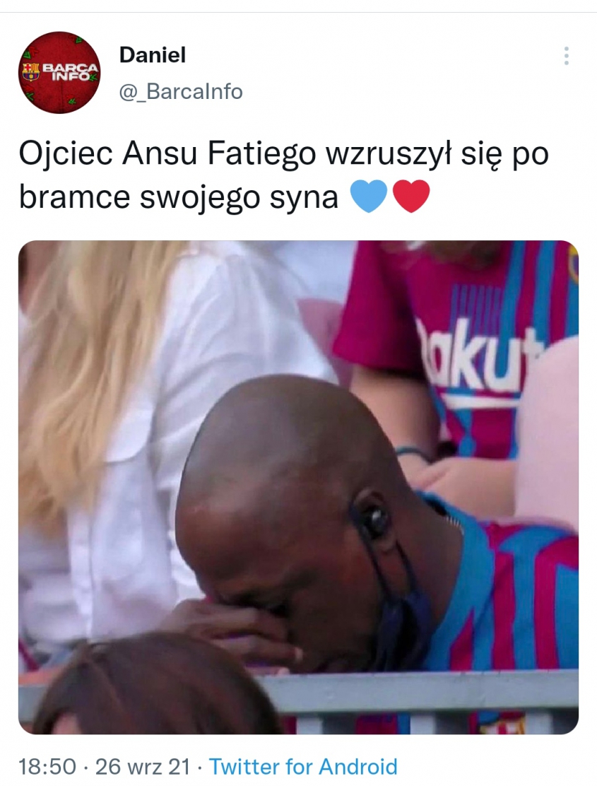 Ojciec Ansu Fatiego po bramce syna!